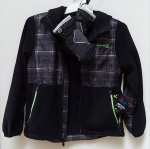 Boy's Bundle Fleece Hooded Coat With Gloves Mittens Winter Burton Socks Size 10